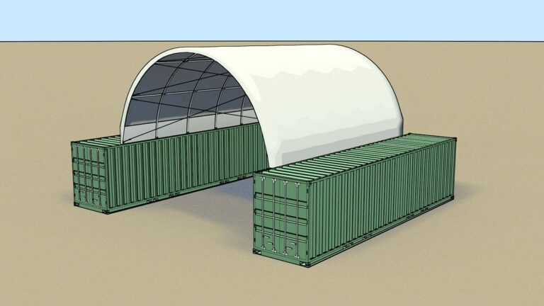 shipping containers foundation for canvas buildings